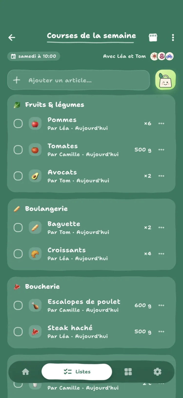 La liste partagée