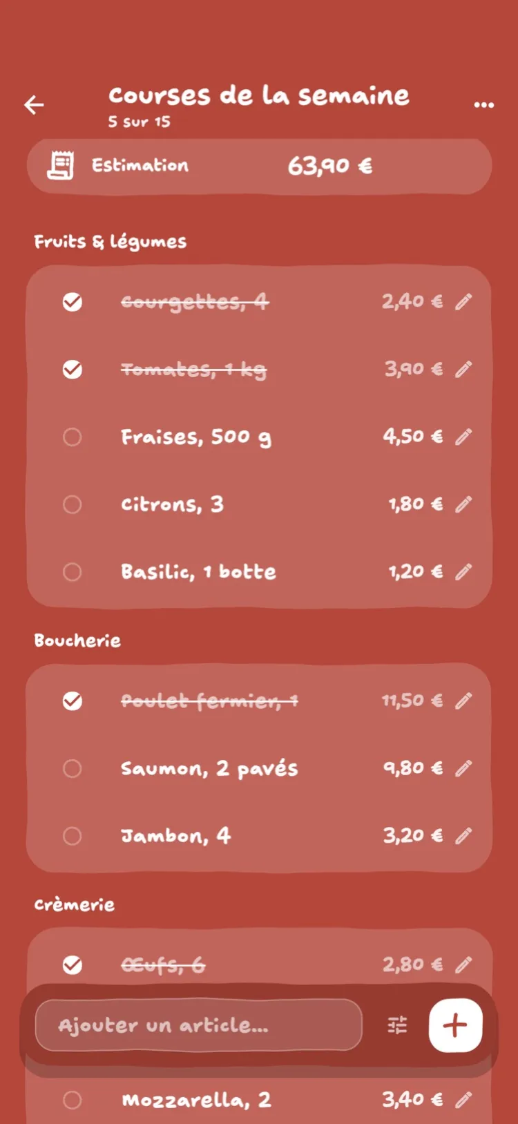 La liste de courses